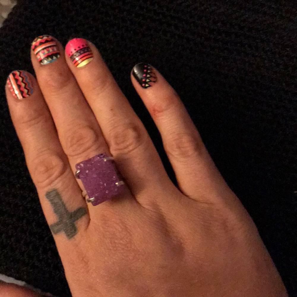 Druzy Amethyst set in marked 925 Sterling silver